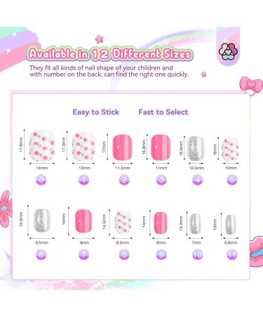 SAVILAND 168Pcs Press on Nails - Kids Nail Art | Glitter Gradient Stick on Nails for Girls Ages 8-12 | Short Acrylic Tips in Blue Pink White Silver - Buy Online on SooperMarket.com