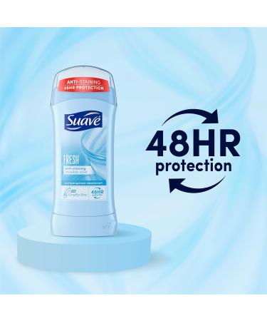 Suave Deodorant for Women Fresh Invisible Solid Antiperspirant Deodorant Stick 48H Protection Anti-Staining Cruelty-Free Scented 2.6 Oz (Pack of 2) - Buy Online on SooperMarket.com