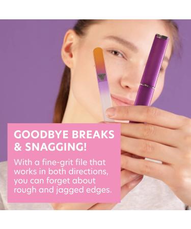 Premium Czech Glass Nail File with Case - Bona Fide Beauty Precision Manicure Tool - Smooth Surface Gold Violet Design - Buy Online on SooperMarket.com