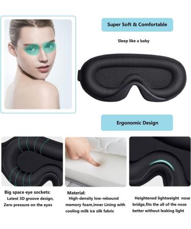 HUIBENYOU 3D Eye Covers for Sleeping - 2pcs Black Sleep Mask for Insomnia, Lunch Breaks & Anytime Rest - Soft, Comfortable & Completely Blindfolded - Buy Online on SooperMarket.com
