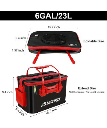 Foldable Fishing Bucket 6Gal/23L - Portable Live Bait Container for Outdoor Camping - Black EVA Fishing Bag for Kids and Adults - Buy Online on SooperMarket.com