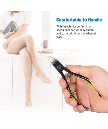 FERYES Large Handle Toenail Clippers for Thick Fungal or Ingrown Toenails - Podiatrist Recommended 4R13 Stainless Steel Cutters - BLACK - Buy Online on SooperMarket.com