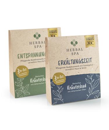 Herbal Spa Colding time & relaxation time - basic herbal bath with essential oils 2x each 3 herbal pillows 100g |Nursing bathing cosmetics pampered skin & senses |Pure power of nature Cold & relaxation 300 g (2 pack)