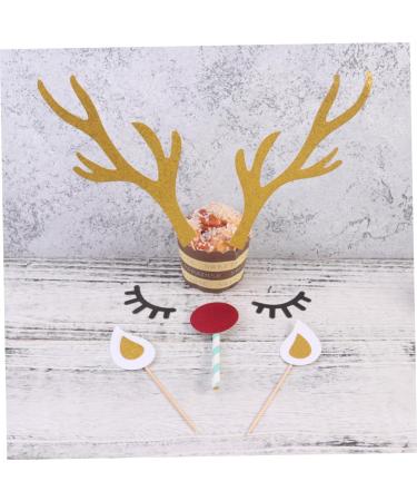Didiseaon 10 Sets Glitter Outfit Cocktail Garnish Birthday Cake Topper Christmas Reindeer Cupcake Topper Christmas Toppers Antler Flash Plug-in Baking Paper Insert Card Child Top Hat - Buy Online on SooperMarket.com