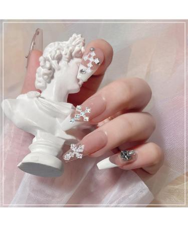 30Pcs Silver Pearl Cross Nail Charms - Antique Style Rhinestones for Women's DIY Nail Art - Buy Online on SooperMarket.com