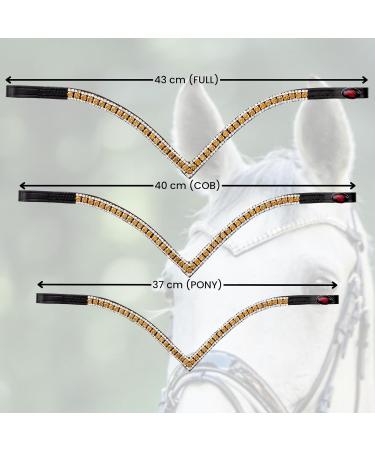 Premium Glitter Horse Stirring Strap & Leather Headband | Curved Bridle Straps for Warmbloods Thoroughbreds & Ponies - Full Black/LCT - Buy Online on SooperMarket.com