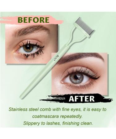 Eyelash Comb Eyelash Curler Makeup Mascara Applicator Eyelash Definer Eyebrow Brush Metal Teeth Eye Lash Tool LSSZ-E Light Green 12 - Buy Online on SooperMarket.com