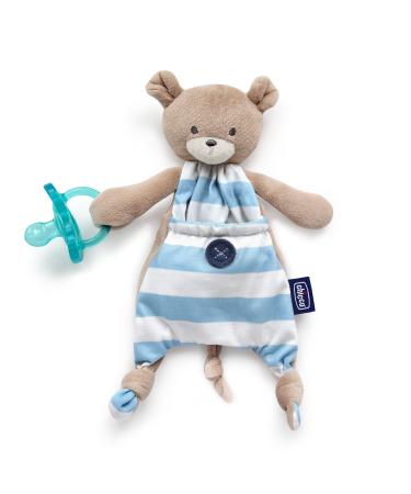 Chicco Pocket Buddies Soft Pacifier Holder-Lovey  Soothing Plush Toy Animal 0m+  Blue Bear Blue 1 Count (Pack of 1)