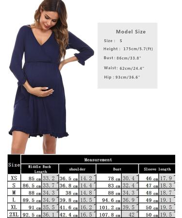 Bresdk Women's Maternity Nightdress - Long Sleeve Breastfeeding Nightgown for Pregnant Women - Loungewear Pyjamas in Black - Buy Online on SooperMarket.com