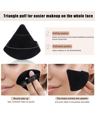 8 Pcs Cotton Powder Puff Set for Makeup - JASSINS Triangle Super Soft Puffs for Concealer, Loose Powder, Foundation - Black - Buy Online on SooperMarket.com