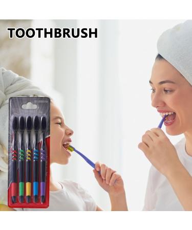 Calakono Soft Bamboo Toothbrush Set for Adults | 5 Black Charcoal Toothbrushes in Various Colors | Eco-Friendly Oral Care - Buy Online on SooperMarket.com