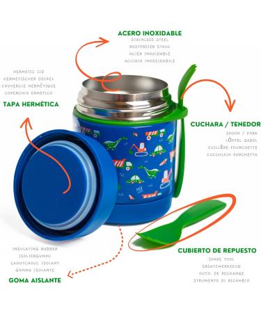 Buy Marfrand Thermal Container & Mug for Baby Porridge - 350ml Stainless Steel Dinosaur Design - Ideal for Kids' Meals | International Shipping Available - Buy Online on SooperMarket.com