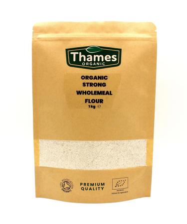 Organic Stoneground Wholemeal Bread Flour-Certified Organic Non-GMO Vegan No Additives No Preservatives Resealable Bag by Thames Organic 1kg