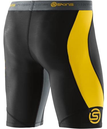 Skins Men's DNAmic 1/2 Tights - XS Black/Citron | Performance Half Tights for Ultimate Comfort - Buy Online on SooperMarket.com