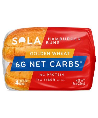 Sola Low Carb & Keto Friendly Golden Wheat Hamburger Buns 6g Net Carbs 14g Protein 11g Fiber Per Bun 4/bag (Pack of 2) - Buy Online on SooperMarket.com