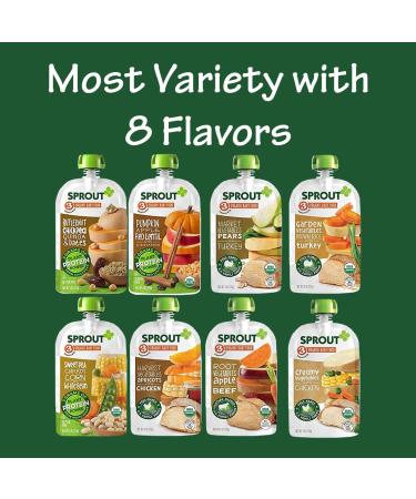 Sprout Organic Baby Food Stage 3 Variety Pack - 8 Meat & Plant Protein Flavors - 4 oz Pouches (Pack of 12) - Buy Online on SooperMarket.com