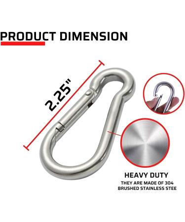 6 Pack of 2 1/4 Inches Stainless Steel Safety Spring Snap Hook Carabiner  Multi-Purpose Heavy Duty Stainless Steel Carabiner Clips for Keys Swing Set Camping Fishing Hiking Traveling - Buy Online on SooperMarket.com