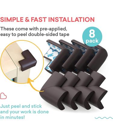 Soft Baby Proofing Corner Guards & Edge Protectors - Pre-Taped Table Corner Protector  Child Safety Furniture Bumper  Sharp Corner Cushions  8 Pack  Brown Brown Large (Pack of 8) - Buy Online on SooperMarket.com