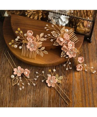 Toyvian 4pcs Wedding Hair Accessories Bridal Hair Comb Pearl Hair Accessories Bridal Hair Clip Wedding Hair Comb Clip Floral Girls Bridal Hair Accessories Rhinestone Hair Piece (Pink) - Buy Online on SooperMarket.com