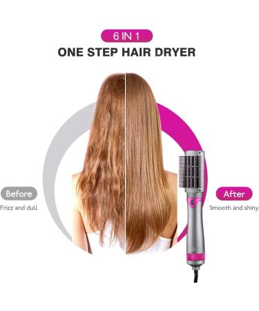 6-in-1 Hair Dryer Brush and Volumizer - Detachable Styler for Straightening, Curling, Drying - One-Step Hot Air Brush for Styling - Buy Online on SooperMarket.com