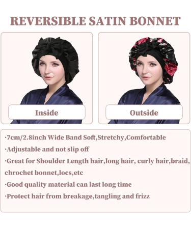 Welrog Satin Hair Hood for Women | Double-Sided Satin Silk Sleep Bonnet | Hair Protection for Night | Flower/Black Design - Buy Online on SooperMarket.com