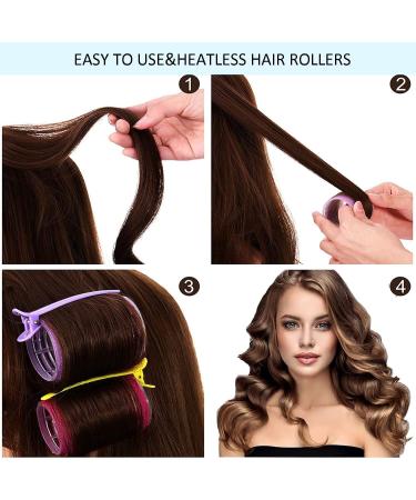 Jumbo Hair Rollers Set Hair Rollers Self Grip Curlers For Long Hair No Heat Curlers Heatless Hair Rollers With Clips & Comb 24 Packs (Blue Purple Red Green 24Pcs) - Buy Online on SooperMarket.com