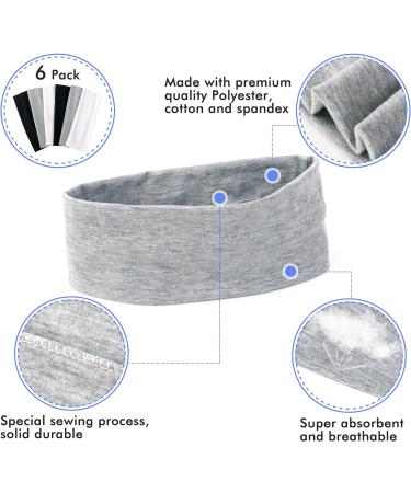 Sularpek 6 Pack Yoga Head Bands | Elastic Hair Bands for Women | Soft & Stylish Black & White Headbands for Yoga & Fitness - Buy Online on SooperMarket.com