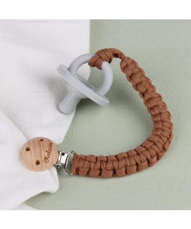 Handmade Braided Cotton Pacifier Clips for Boys & Girls - 11 Inch Holder with Wooden Clips | Fits All Pacifiers & Teething Toys | 3 Pack (PlumGrayPink) - Buy Online on SooperMarket.com