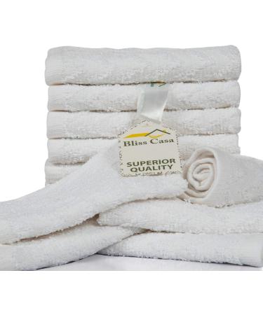 Bliss Casa White Washcloths Set (12 x 12 Inch 12 Pack) 100% Cotton Washcloths for Face Highly Absorbent Soft Face Towels and Quick Drying Fingertip Towels for Daily Use (Chevron White) White CHEVRON