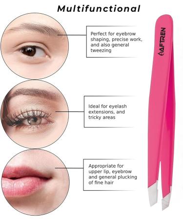 Wide Grip Slant Tweezers - German Stainless Steel - Hand-Filed Slanted Tips for Ultra-Precision - Tweezers for Eyebrows and Nose/Ear/Facial Hair - Professional Grade (Pink) - Buy Online on SooperMarket.com