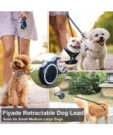 Fiyade Retractable Double Dog Leash for Large, Medium & Small Dogs - Extendable 5m Lead with Metal 70cm Double Ended Chain - L-5m+70cm - Buy Online on SooperMarket.com