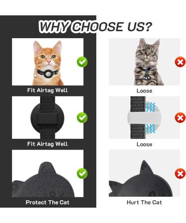 2 Pack Airtag Cat Collar Breakaway with Bell Reflective Kitten Collar with Apple Airtag Cat Collar Holder Adjustable 7-12In Safety Buckle for Girl Boy Cats Pet Supplies Accessories Gifts (Black) - Buy Online on SooperMarket.com