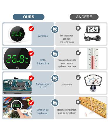 Ankilo Digital Aquarium Thermometer - Touch Screen LED Wireless Meter for Freshwater & Saltwater | Accurate Marine Temperature Monitor - Buy Online on SooperMarket.com