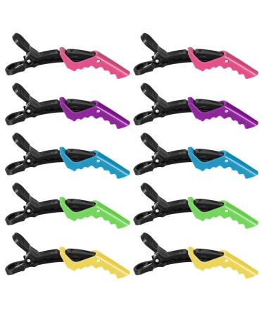 Heyu-Lotus 10Pcs Crocodile Clips Hair Professional Hair Clips For Styling Sectioning Hair Clips Women Plastic Alligator Hairclip with Nonslip Grip and Wide Teeth for Styling Salon Home Use