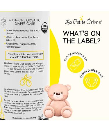 La Petite Creme Organic Diapering Lotion - Gentle Diaper Rash Cream & Skin Cleanser - USDA Certified Organic - 20oz - Buy Online on SooperMarket.com