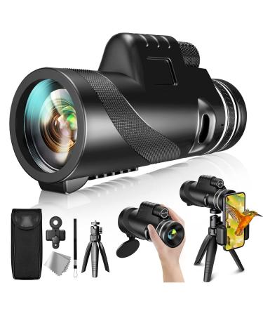80x100 HD Monocular Telescope, Dawdory High Power Monocular for Adults with Smartphone Adapter & Tripod, Night Vision Monocular for Hunting Star Watching Bird Watching Wildlife Camping Hiking (Black)