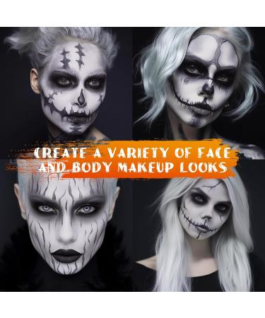 BOBISUKA Alabaster White Face Body Paint Stick White Eye Black Sticks for Sports Water Based Face Painting Kit Quick Drying Foundation Makeup for Halloween Clown Skeleton Joker Cosplay SFX Costume - Buy Online on SooperMarket.com