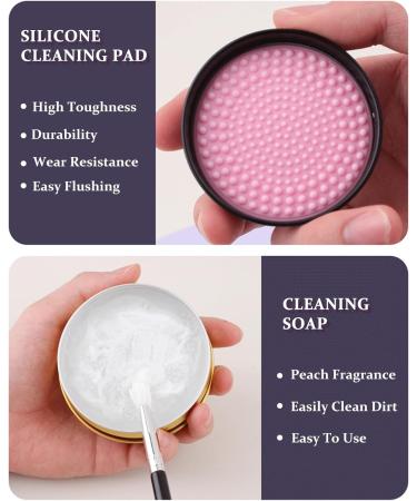 Make Up Brush Cleaner Set - Solid Soap Brush Cleaner with Makeup Brush Cleaner Mat - Easy to Clean Blenders Brush Cleaner Makeup Shampoo Removes Shadow Color Cosmetic Colors for Daily Use Travel Set - Buy Online on SooperMarket.com