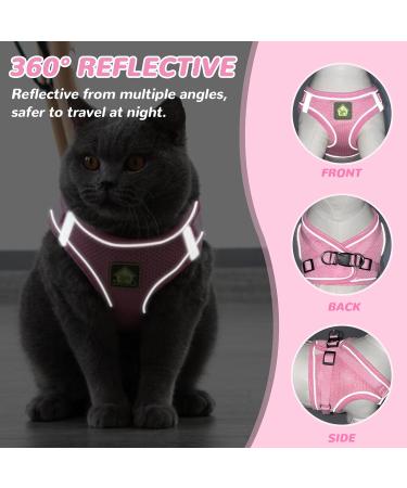 Cat Harness and Lead Set Adjustable Reflective Stripe Cat Kitten Walking Vest with Leash Cat Collar Escape Proof Soft Mesh Vest Harness and Lead for Small Medium Cats Pets Walking S Pink - Buy Online on SooperMarket.com