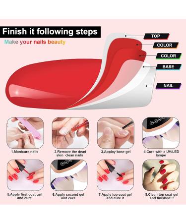 23pcs Glow in the Dark Gel Nail Polish Set with Base, Glossy & Matte Top Coat - Neon Mint, Red, White, Black DIY Gel Kit - Christmas Gift - Buy Online on SooperMarket.com