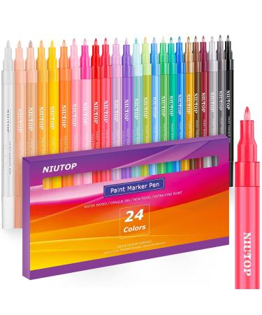 Acrylic Paint Pens for Rock Painting  24 Classic Colors Paint Markers for Stone  Rock  Craft DIY  Ceramic  Easter Basket Stuffers Pumpkin Decorating Kit  Art Craft Painting Supplies  Extra Fine Tip