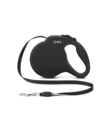 DDOXX dog leasic - stable reflective nylon strip dog leash bite -proof - roller leash break & lock system - s (black) s |4 m |Up to 10 kg black