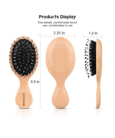 Mini Boar Bristle Hair Brush for All Hair Types - Detangle, Massage, and Add Shine - Pocket Size for Travel - Black - Men, Women, Kids - Buy Online on SooperMarket.com