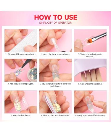 Morovan Poly Gel Nail Kit with UV Lamp - Clear Poly Nail Gel Kit with Glitter | 20 Nail Art Tools Included - Buy Online on SooperMarket.com