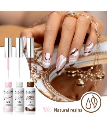RARJSM Nude Liner Gel Nail Polish Set - 12 Colors 5ml with Thin Sharp Brush for Nail Art, Swirl Nails, and Striping - Soak Off, Curing Required - 12pcs Nude Color Set - Buy Online on SooperMarket.com