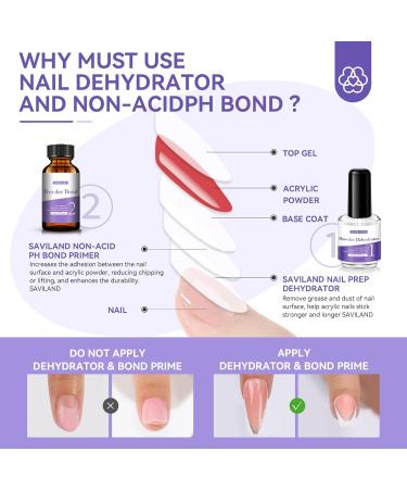 Saviland Professional Nail Dehydrator and Primer Set - Non-Acid pH, Fast Air Dry Formula for Gel Polish and Acrylic Powder Application - 2X15ml - Buy Online on SooperMarket.com