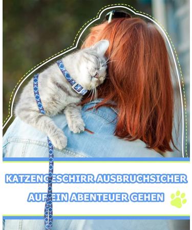 Supet Adjustable Cat Dishes with Leash - Outbreak-Proof Perfect for Large & Small Cats Kitten Dishes Set for Walking - Blue (M: Chest Size 28-48cm) - Buy Online on SooperMarket.com