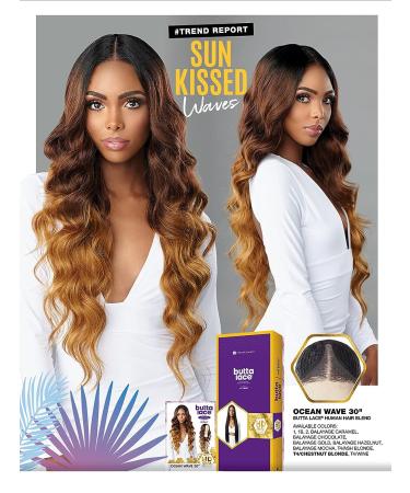 Sensationnel BUTTA Ocean Wave 30 Lace Front Wig - T4/Chestnut Blonde Human Hair Blend - Buy Online on SooperMarket.com