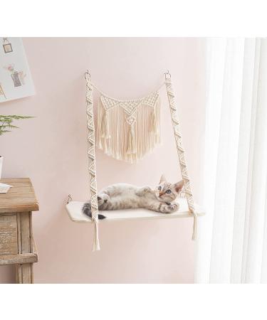 Dahey Cat Window Perch Macrame Hammock for Indoor Cats - Wall Mounted Boho Pet Resting Seat with Suction Cups - Holds up to 45 lbs - Space Saving Sunny Swing Shelf - Perfect Gift - Buy Online on SooperMarket.com