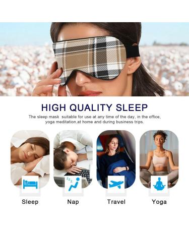 WELLDAY Brown Plaid Sleep Mask - Adjustable Eye Shade Cover for Men and Women - Buy Online on SooperMarket.com